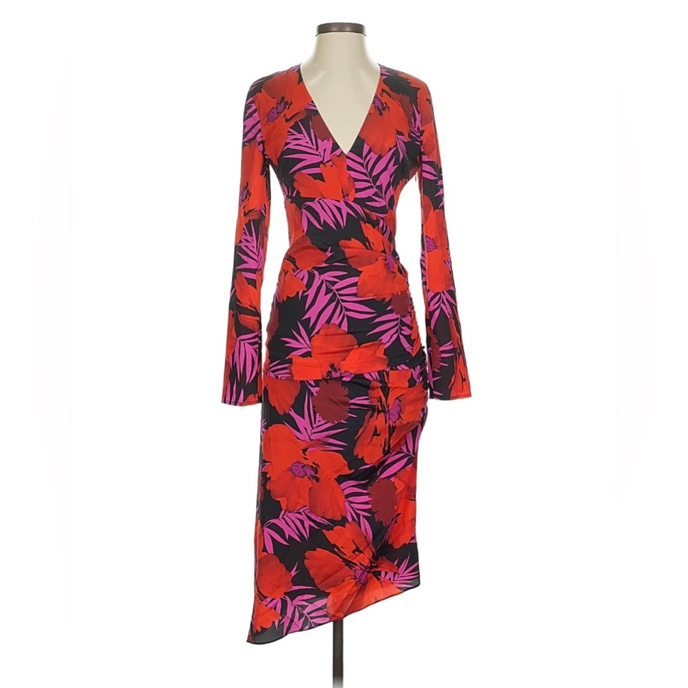 Veronica Beard Alvaro Red Floral Midi Dress ~ Sz 0 - Picture 3 of 7